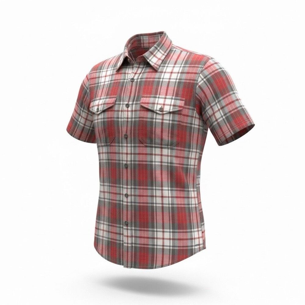 CC Filson Garment Shirt Men’s Large Button Up Short Sleeve Red Plaid Pockets